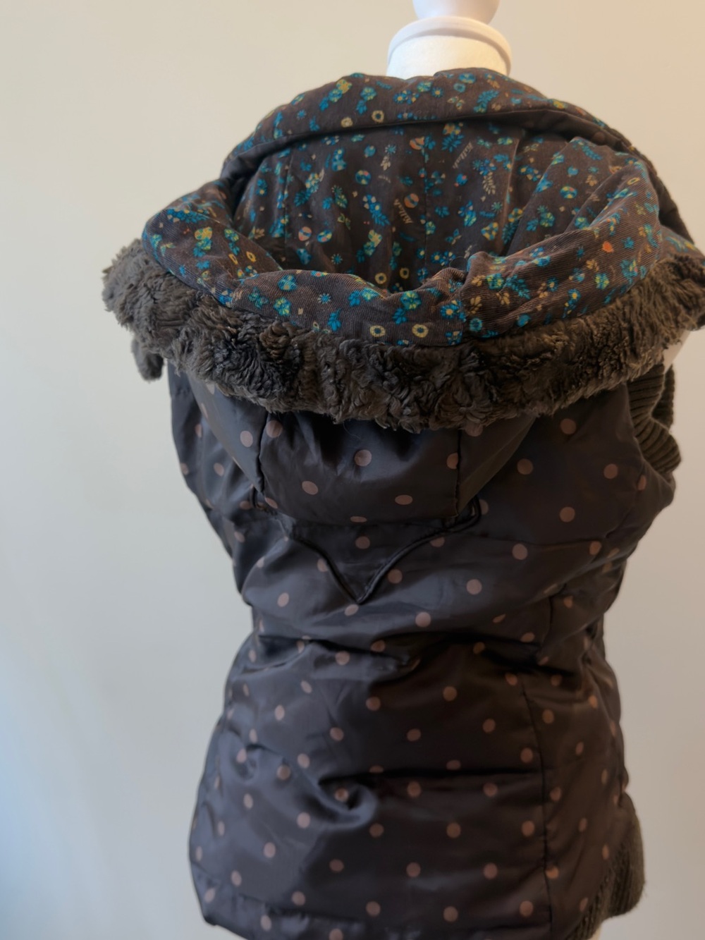 Sleeveless Quilted Polka Dot Vest in Brown #y2k %100 Cotton - Picture 5 of 5
